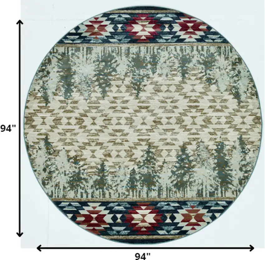 8' Ivory and Blue Abstract Area Rug Photo 5