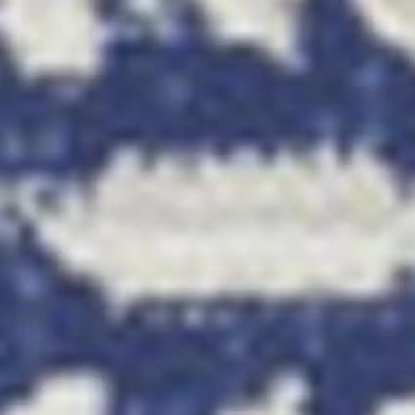 5' Ivory and Blue Abstract Distressed Round Rug Photo 4