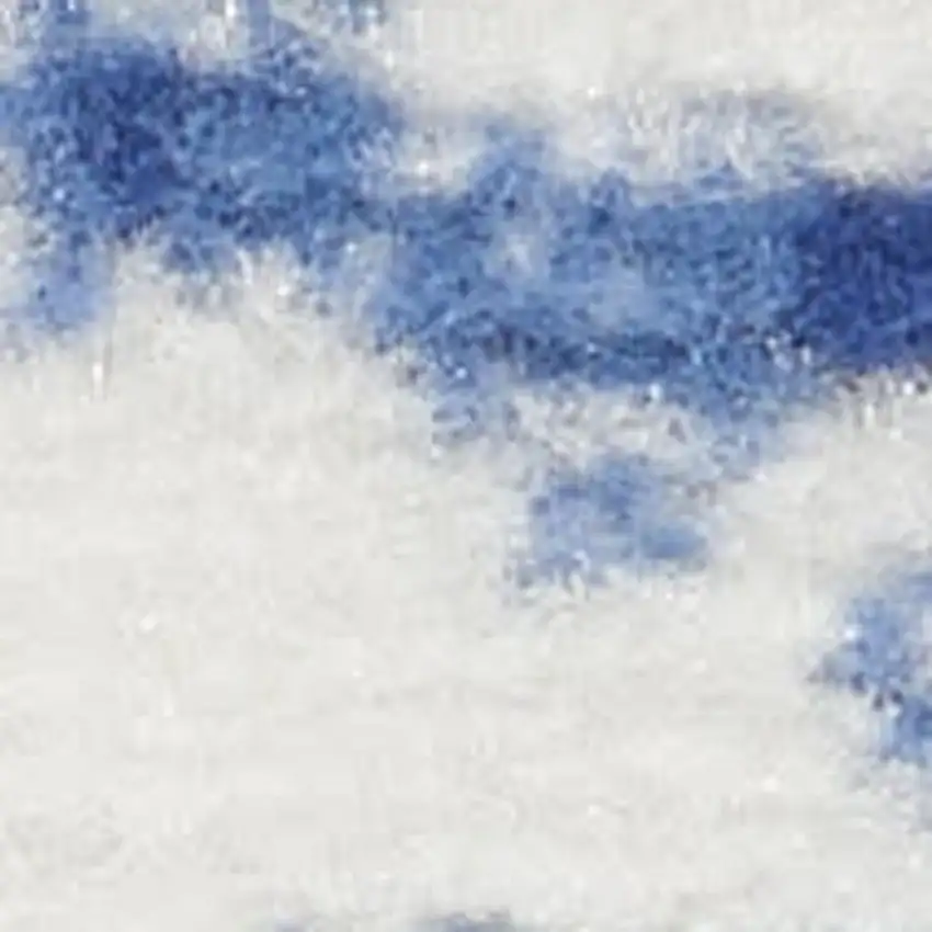 8' Ivory and Blue Floral Distressed Non Skid Runner Rug Photo 5