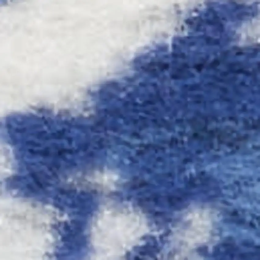 8' Ivory and Blue Floral Medallion Distressed Non Skid Runner Rug Photo 3