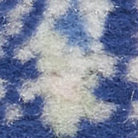 8' Ivory and Blue Floral Medallion Distressed Non Skid Runner Rug Photo 1