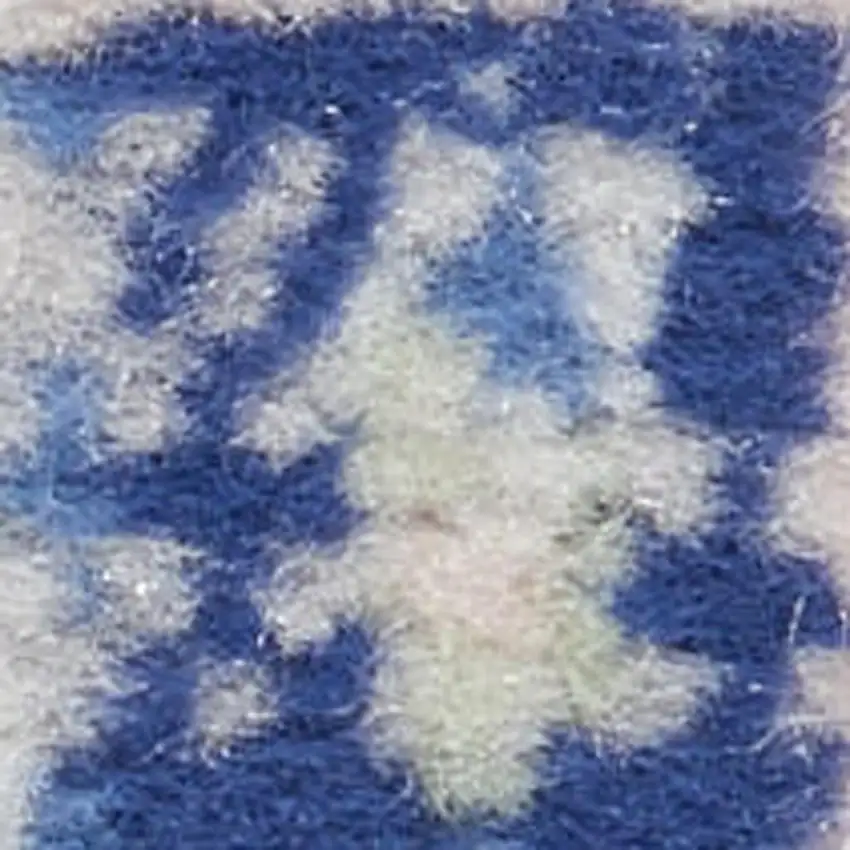 8' Ivory and Blue Floral Medallion Distressed Non Skid Runner Rug Photo 3