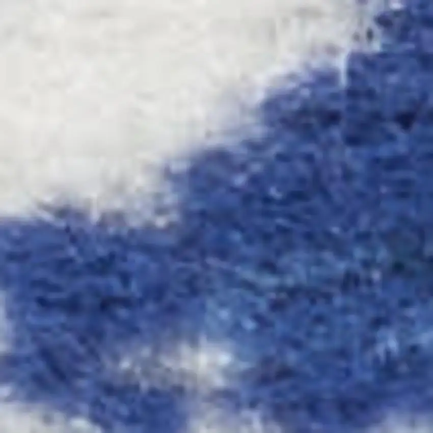 8' Ivory and Blue Floral Medallion Distressed Non Skid Runner Rug Photo 1