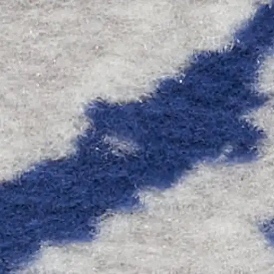 6' Ivory and Blue Floral Medallion Runner Rug Photo 4