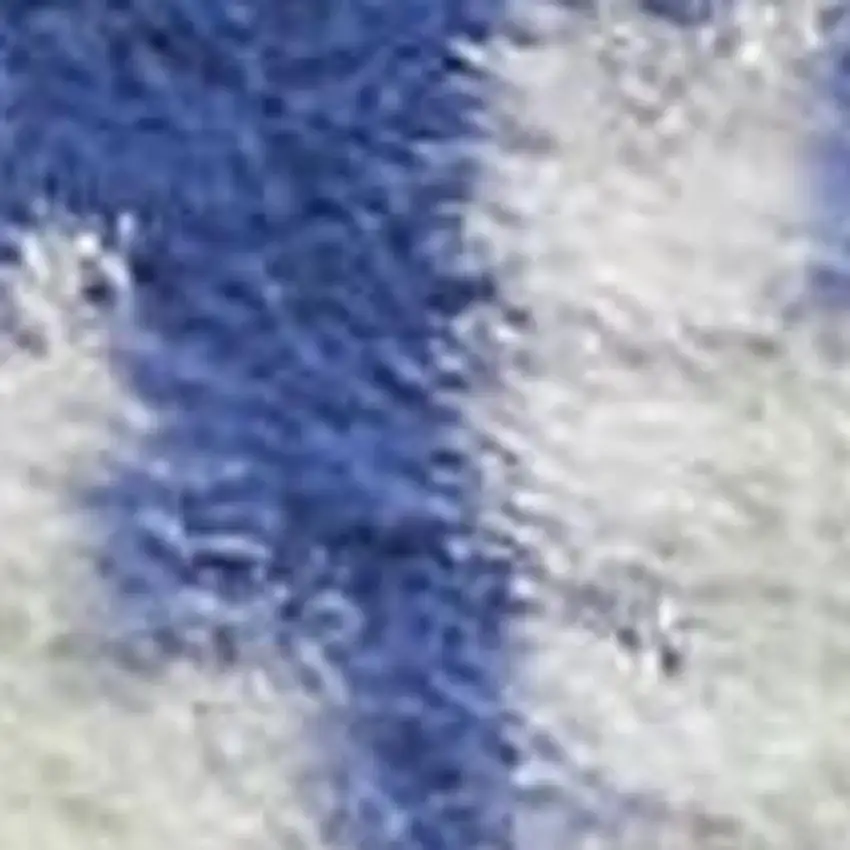 8' Ivory and Blue Geometric Distressed Non Skid Runner Rug Photo 3