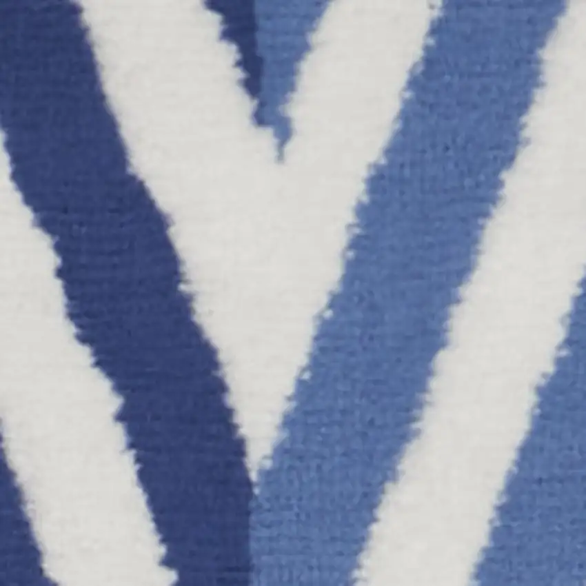 6' Ivory and Blue Geometric Runner Rug Photo 6