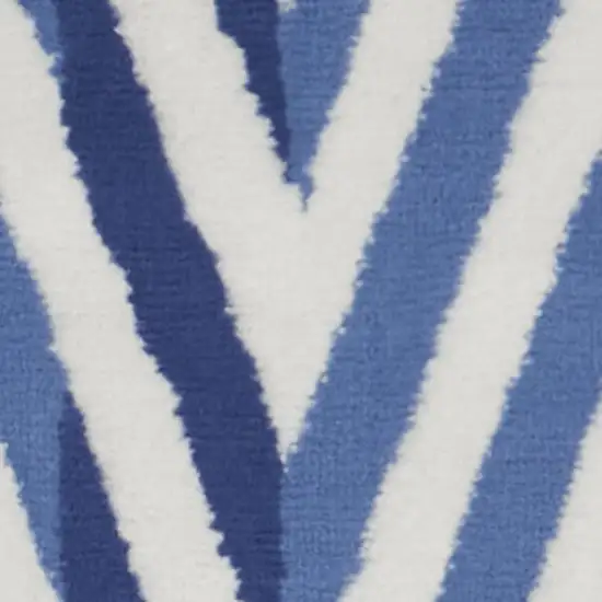 6' Ivory and Blue Geometric Runner Rug Photo 7