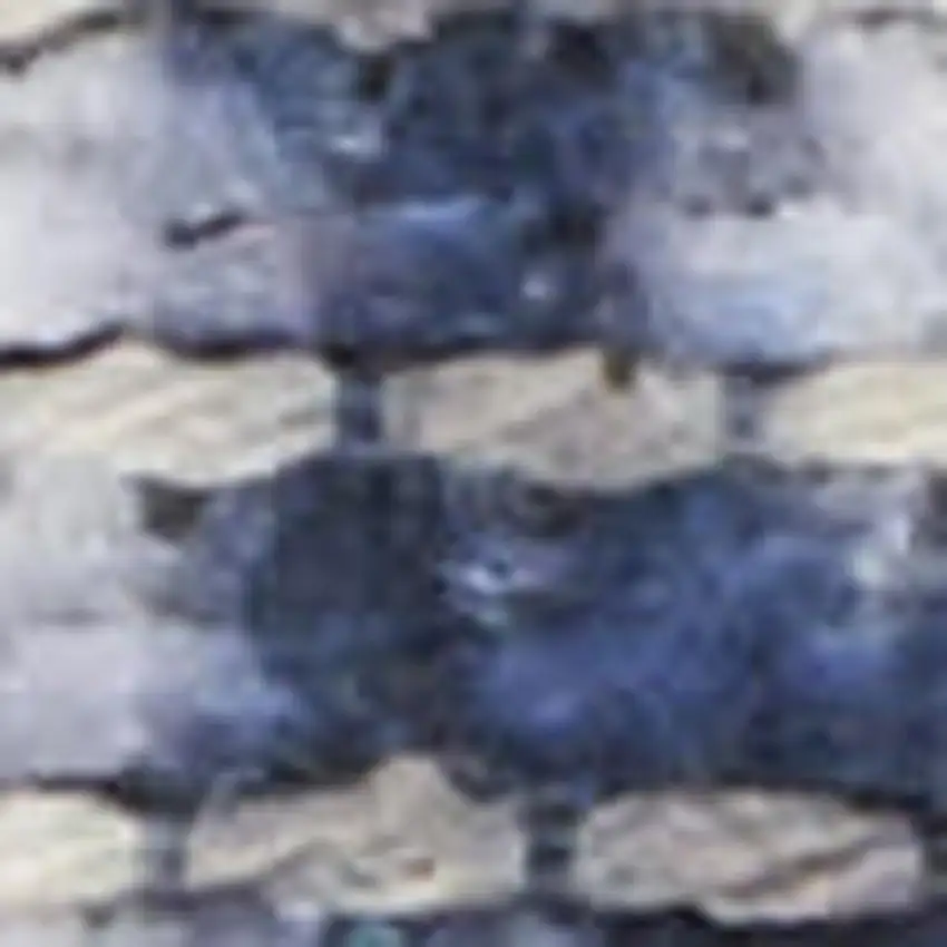 8' Ivory and Blue Oriental Power Loom Washable Runner Rug Photo 3