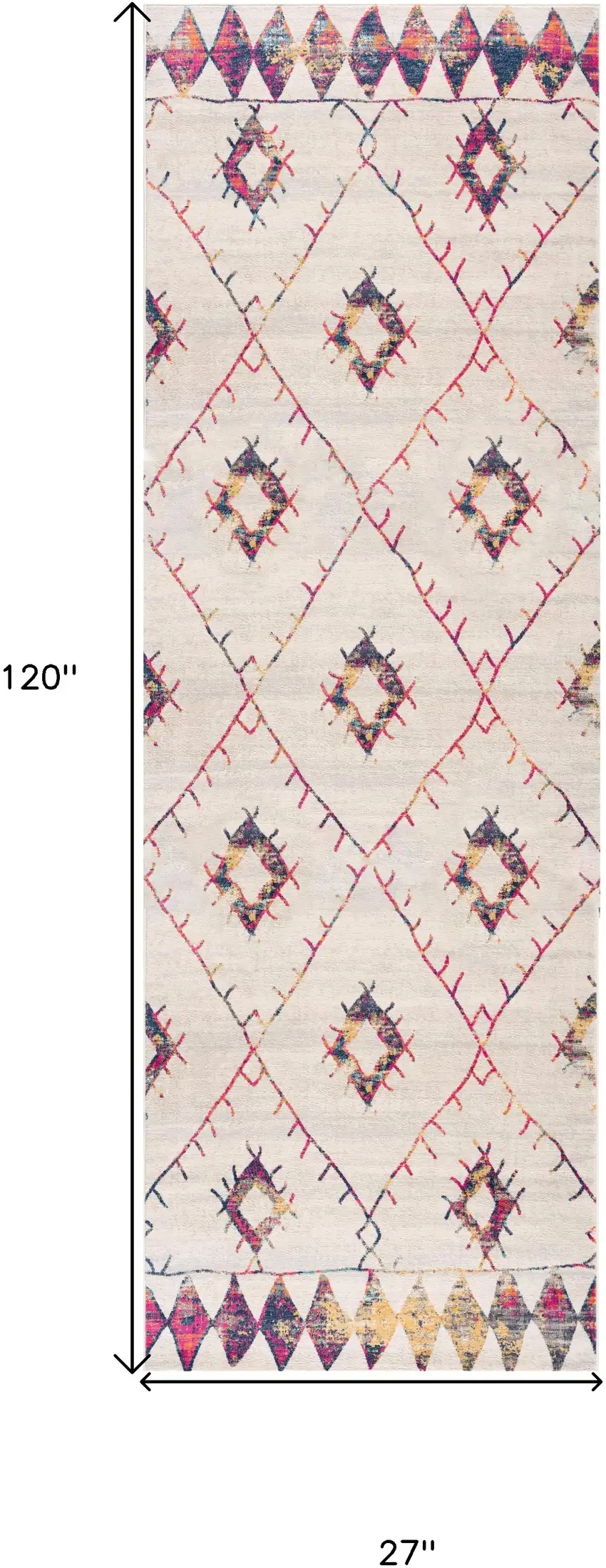 10' Ivory and Gold Geometric Runner Rug Photo 7