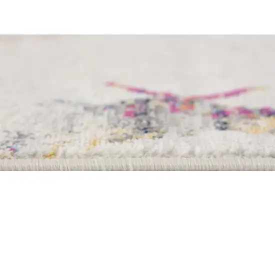 10' Ivory and Gold Geometric Runner Rug Photo 3