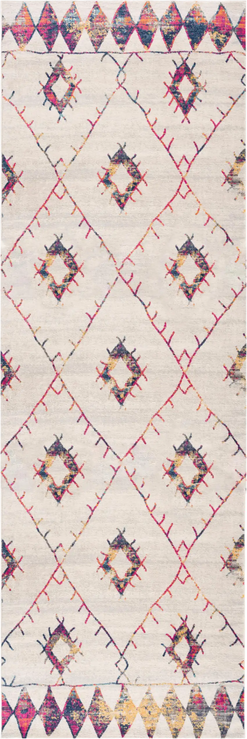 10' Ivory and Gold Geometric Runner Rug Photo 1