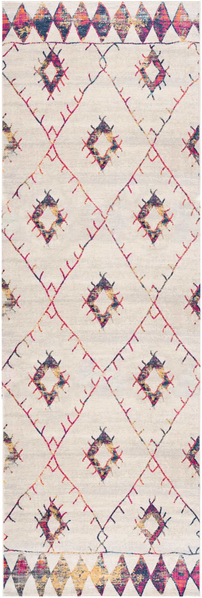 10' Ivory and Gold Geometric Runner Rug Photo 2