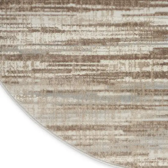 5' Ivory and Gray Abstract Non Skid Round Rug Photo 8