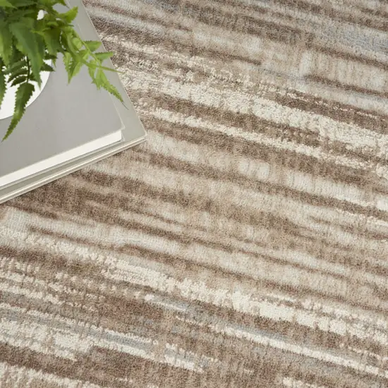 5' Ivory and Gray Abstract Non Skid Round Rug Photo 9