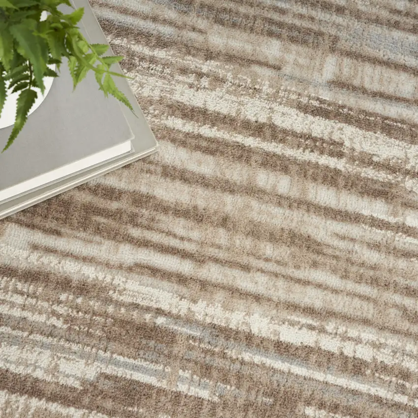 5' Ivory and Gray Abstract Non Skid Round Rug Photo 9