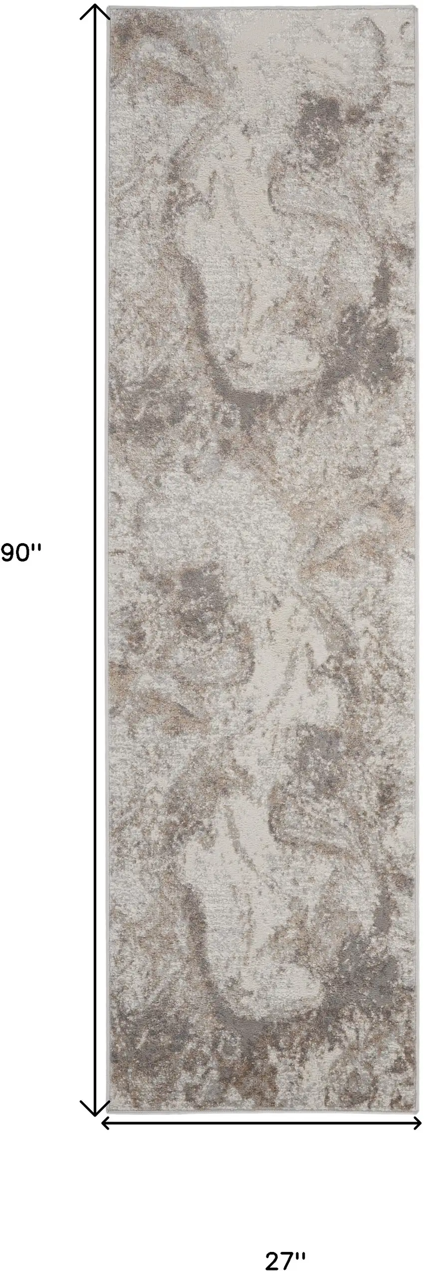 8' Ivory and Gray Abstract Non Skid Runner Rug Photo 3