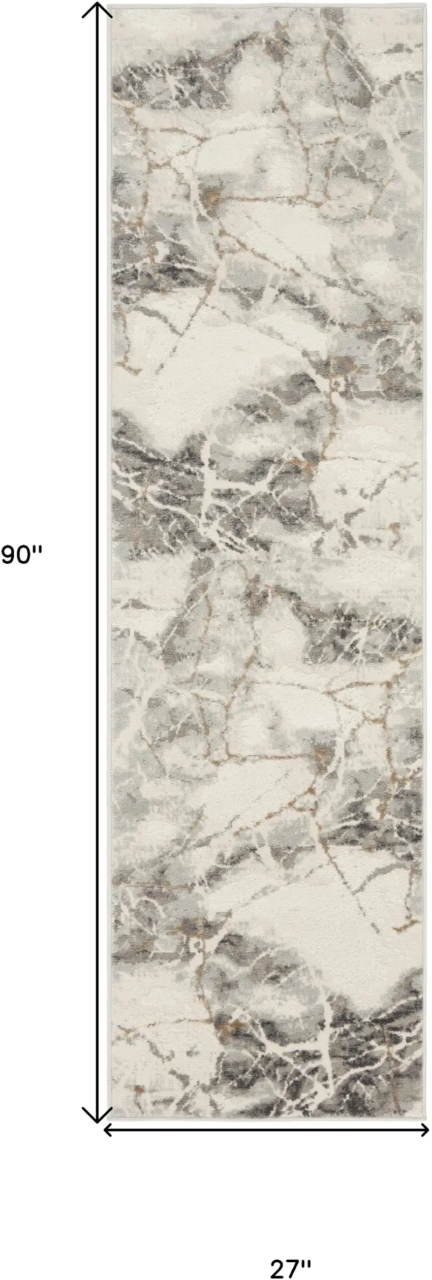 8' Ivory and Gray Abstract Non Skid Runner Rug Photo 3