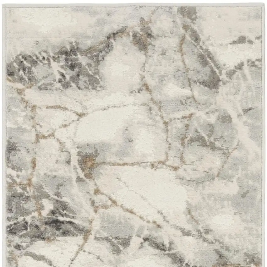 8' Ivory and Gray Abstract Non Skid Runner Rug Photo 2