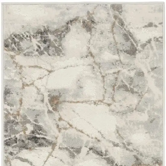 8' Ivory and Gray Abstract Non Skid Runner Rug Photo 2