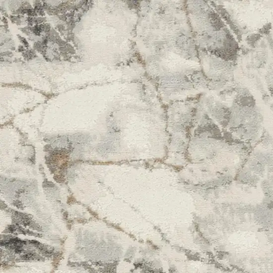 8' Ivory and Gray Abstract Non Skid Runner Rug Photo 4