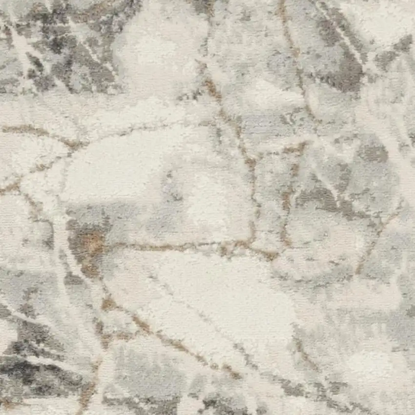 8' Ivory and Gray Abstract Non Skid Runner Rug Photo 4