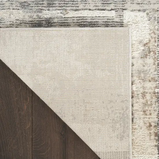 8' Ivory and Gray Abstract Non Skid Runner Rug Photo 9