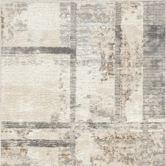 8' Ivory and Gray Abstract Non Skid Runner Rug Photo 3