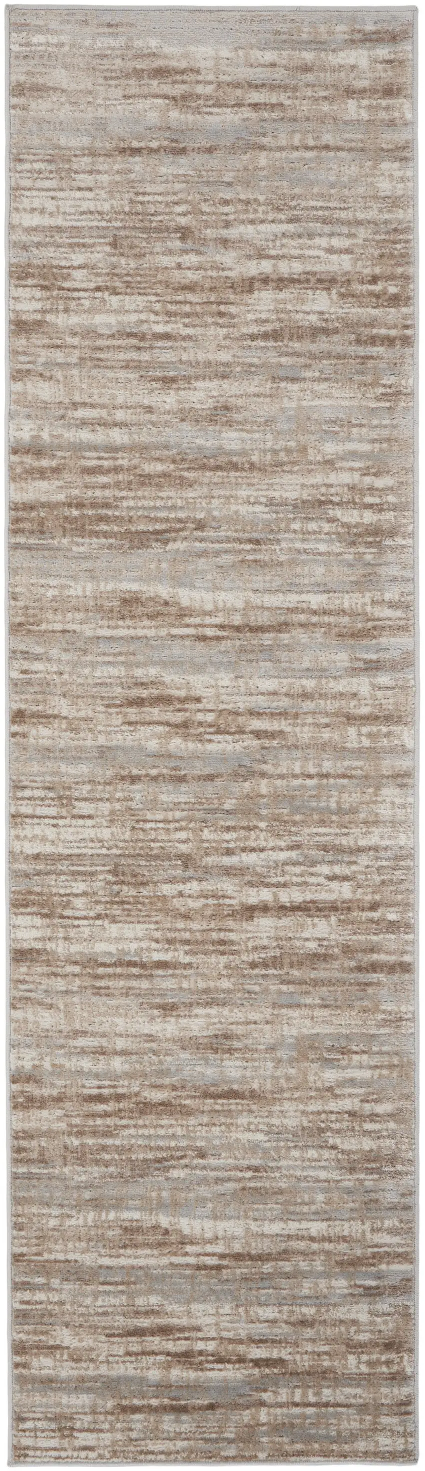 6' Ivory and Gray Abstract Non Skid Runner Rug Photo 3