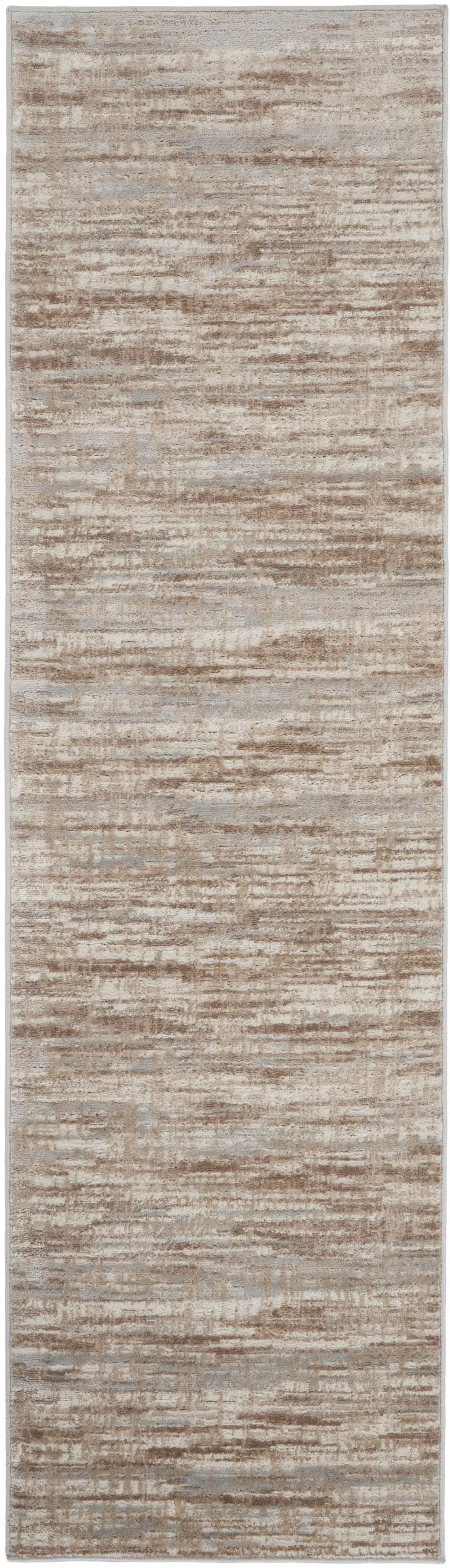 6' Ivory and Gray Abstract Non Skid Runner Rug Photo 1