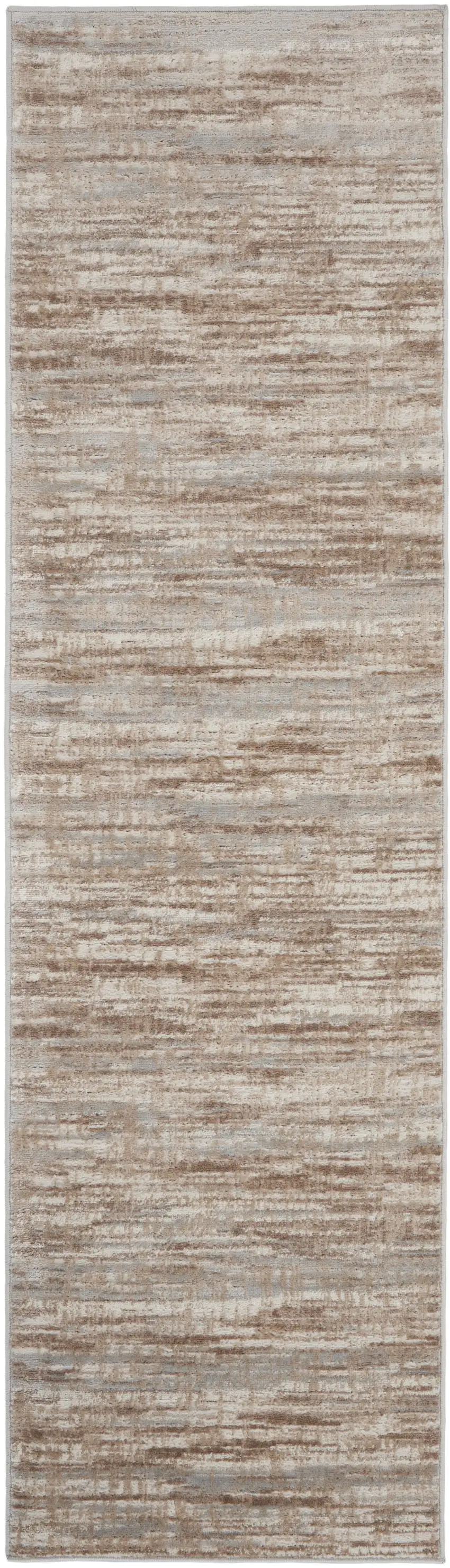 8' Ivory and Gray Abstract Non Skid Runner Rug Photo 1