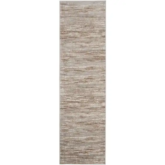 8' Ivory and Gray Abstract Non Skid Runner Rug Photo 1
