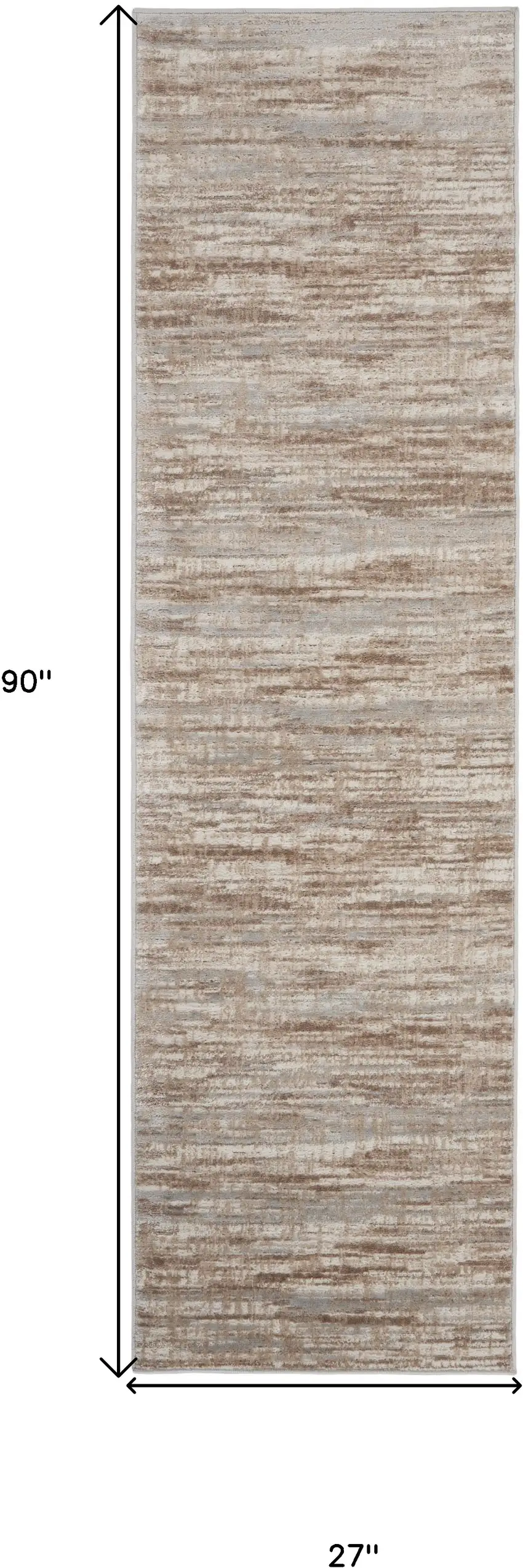 8' Ivory and Gray Abstract Non Skid Runner Rug Photo 3