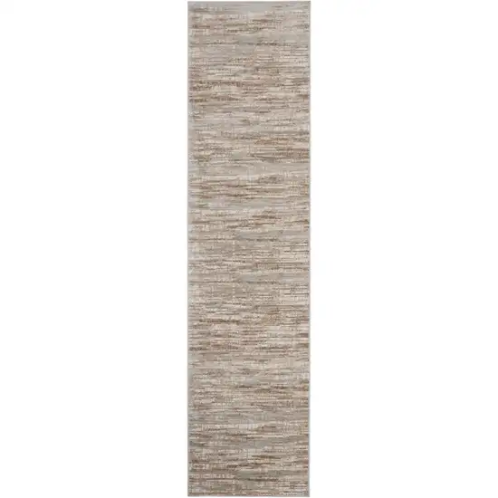 16' Ivory and Gray Abstract Non Skid Runner Rug Photo 1