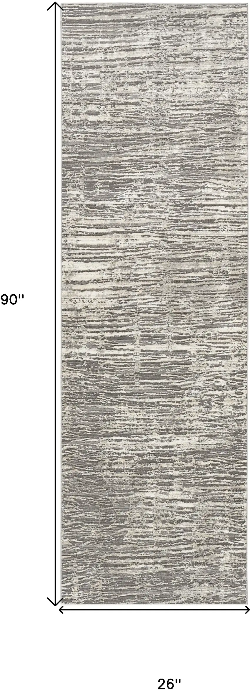 8' Ivory and Gray Abstract Runner Rug Photo 3