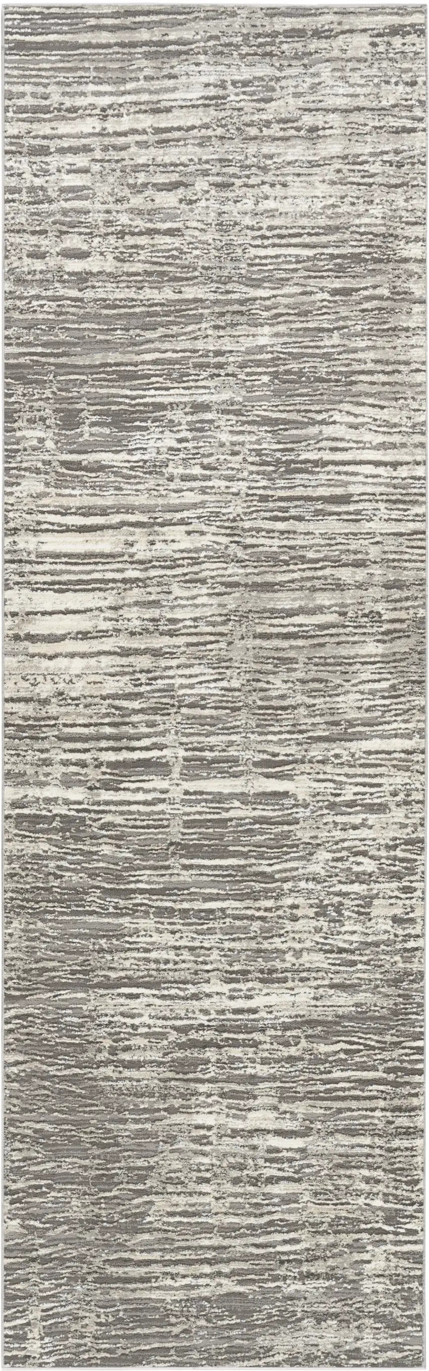 8' Ivory and Gray Abstract Runner Rug Photo 2