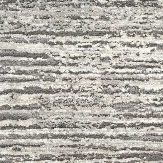 8' Ivory and Gray Abstract Runner Rug Photo 8