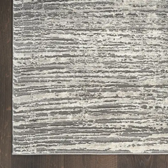 8' Ivory and Gray Abstract Runner Rug Photo 7