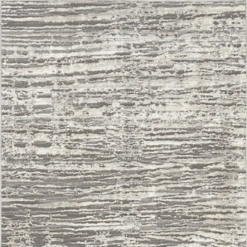 8' Ivory and Gray Abstract Runner Rug Photo 7