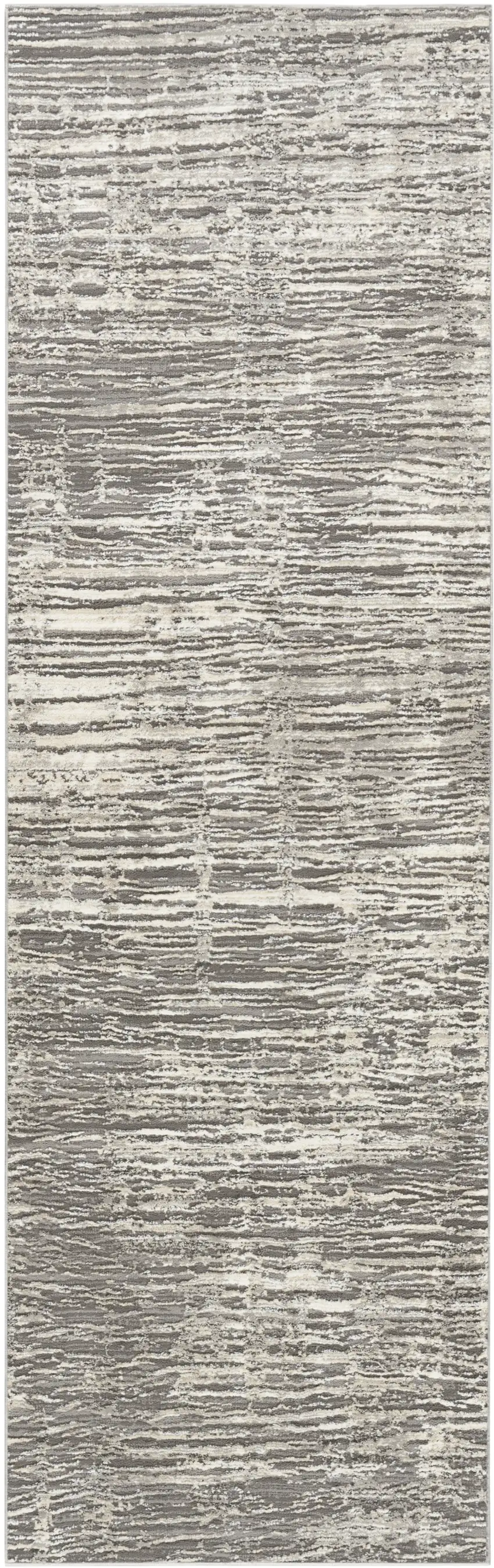 8' Ivory and Gray Abstract Runner Rug Photo 1