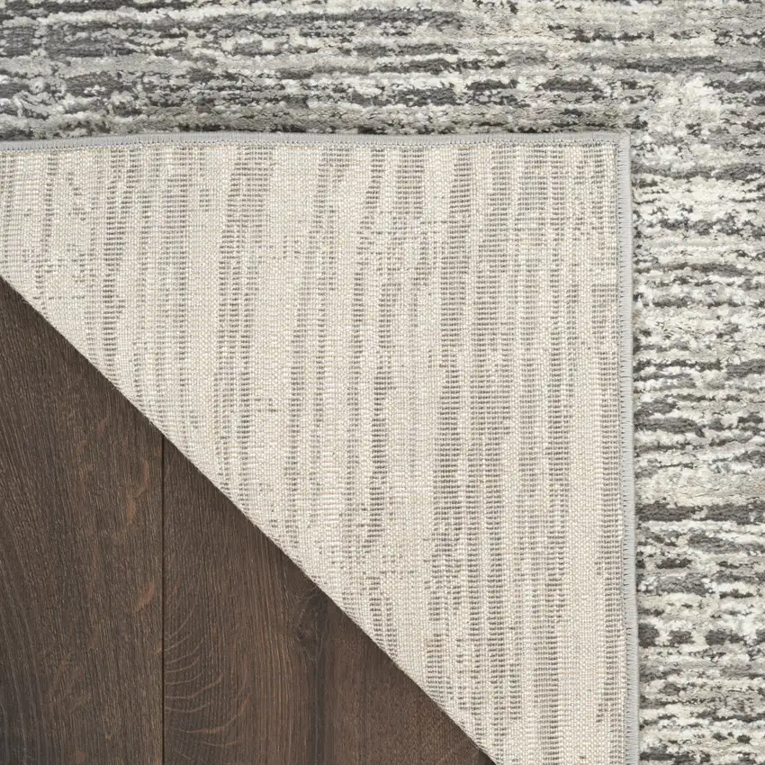 8' Ivory and Gray Abstract Runner Rug Photo 6