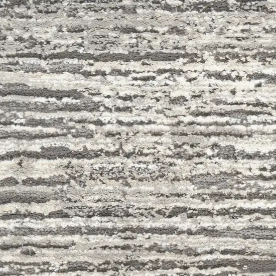 8' Ivory and Gray Abstract Runner Rug Photo 9