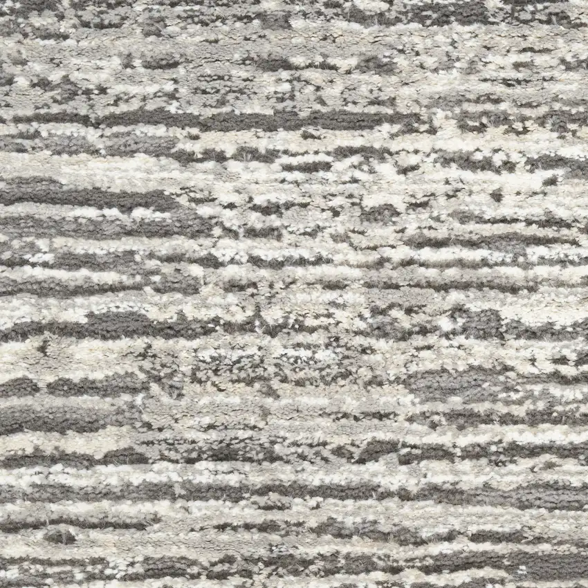 8' Ivory and Gray Abstract Runner Rug Photo 9