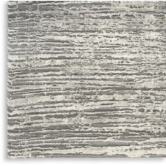 8' Ivory and Gray Abstract Runner Rug Photo 5