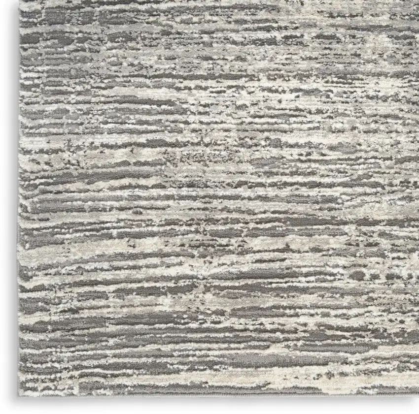 8' Ivory and Gray Abstract Runner Rug Photo 5