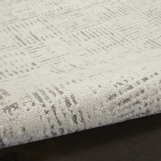 16' Ivory and Gray Abstract Runner Rug Photo 6