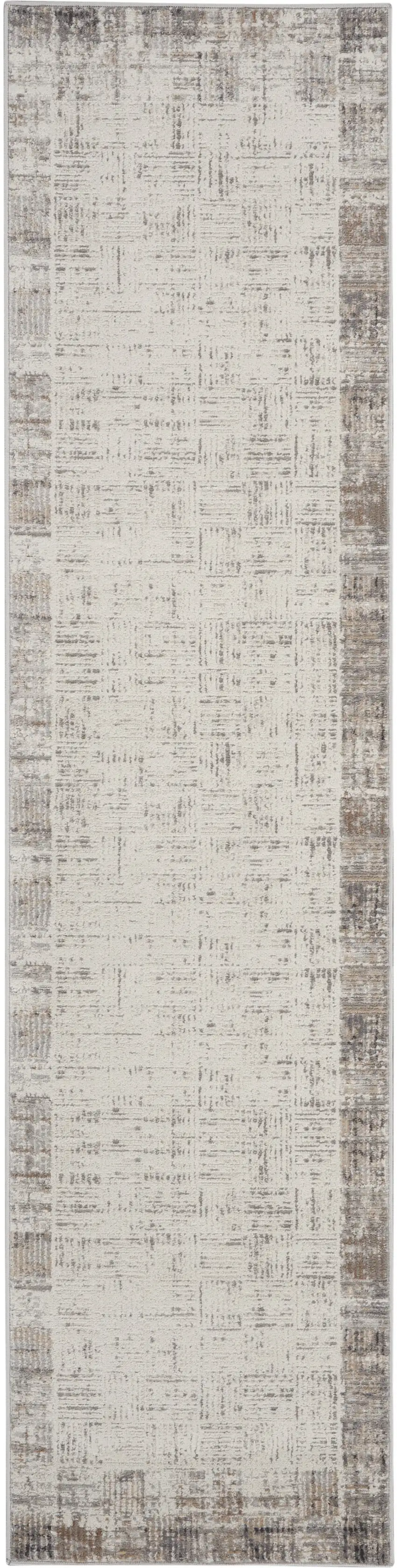 16' Ivory and Gray Abstract Runner Rug Photo 2