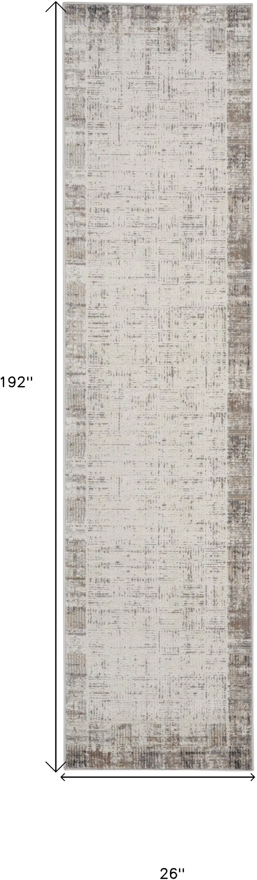 16' Ivory and Gray Abstract Runner Rug Photo 3
