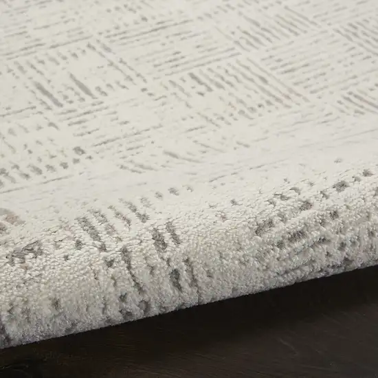 6' Ivory and Gray Abstract Runner Rug Photo 6