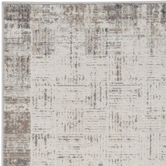 6' Ivory and Gray Abstract Runner Rug Photo 3