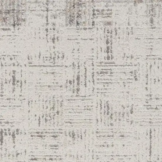 6' Ivory and Gray Abstract Runner Rug Photo 4
